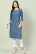 Blue Cotton Printed Kurta image number 0