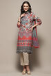 Beige Crepe Floral Printed Straight Suit Set image number 8