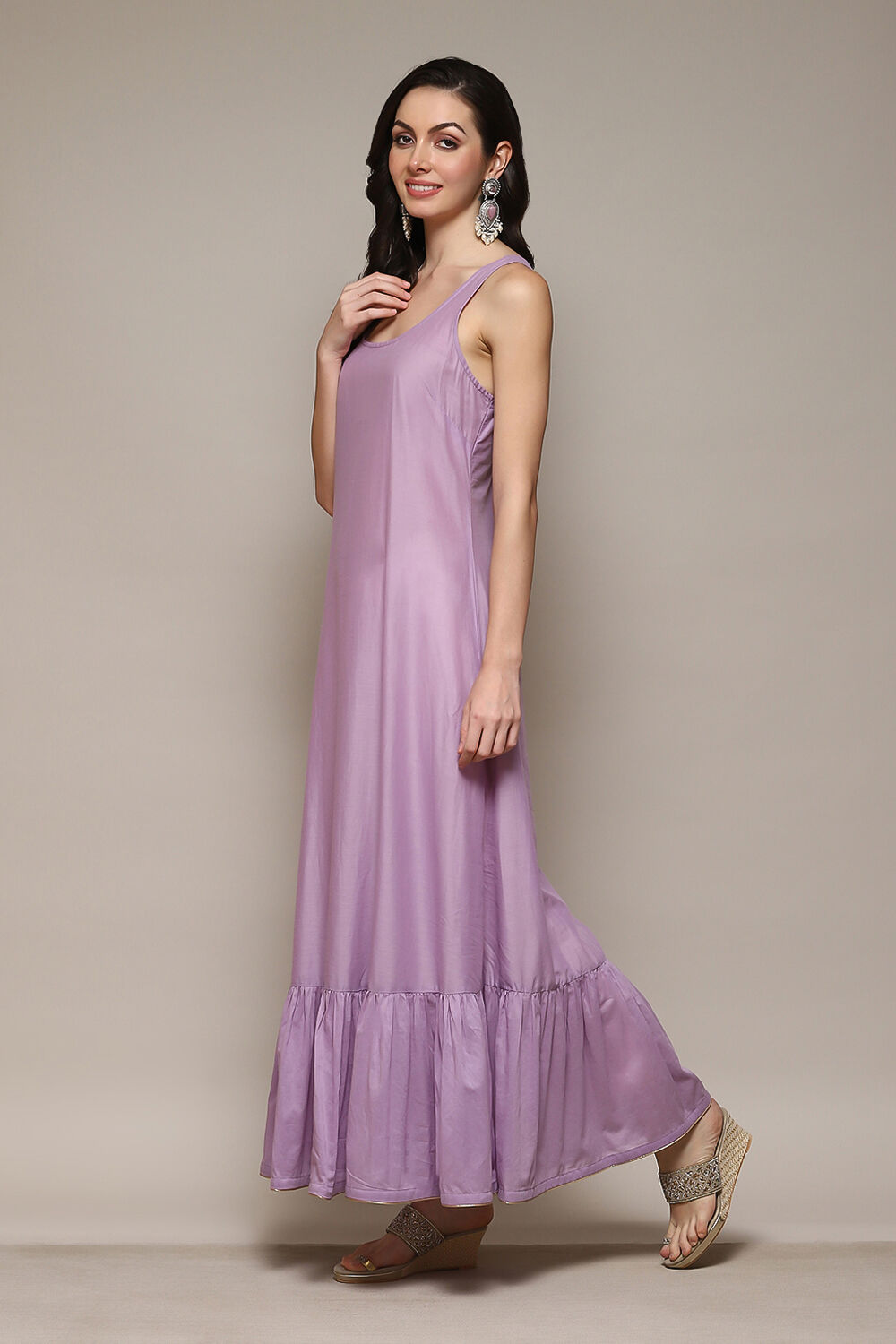 Green Cotton Flared Printed Kurta image number 2