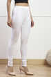 White Cotton Blend Solid Churidar image number 3