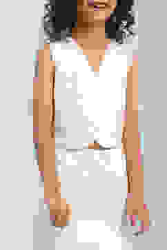 White Cotton Schiffli Crop Top & Pants Set image number 1