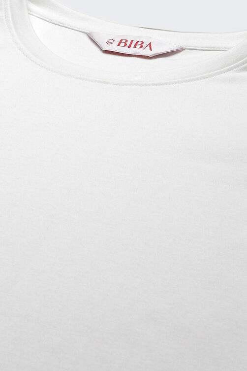 Off White Straight Cotton Three Piece Sleepwear Set image number 1