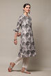 Charcoal Cotton Straight Kurta Regular Pant Suit Set image number 5