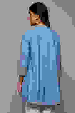 Chambery Blue Viscose Yarndyed Kurti image number 4