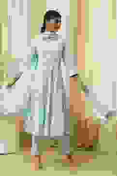 Aqua Pure Cotton Printed Kalidar Suit Set image number 6