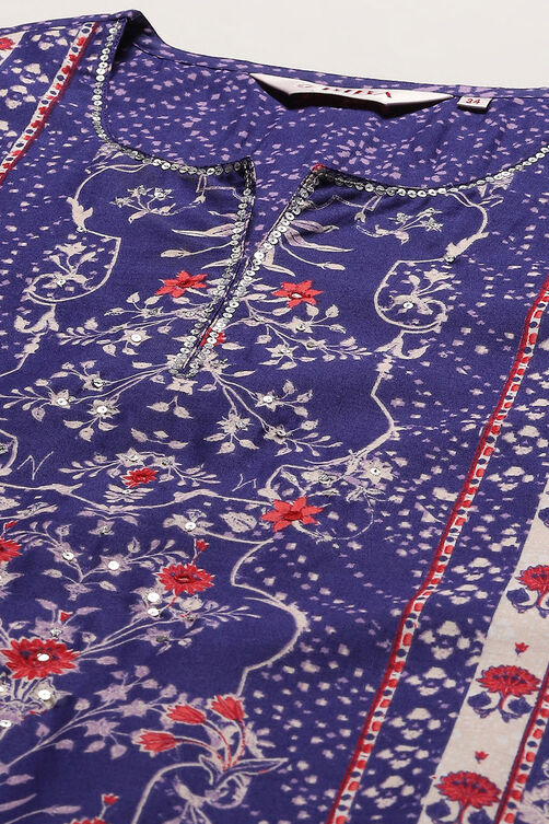 Indigo Cotton Straight Kurta image number 1