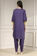 Indigo Blue Printed Straight Suit Set image number 4
