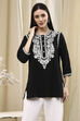 Black Embroidered Straight Short Kurta image number 5