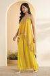 Yellow Modal Satin Asymmetric Suit Set image number 2