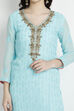Turquoise Georgette Easy Stitch Suit Set image number 1