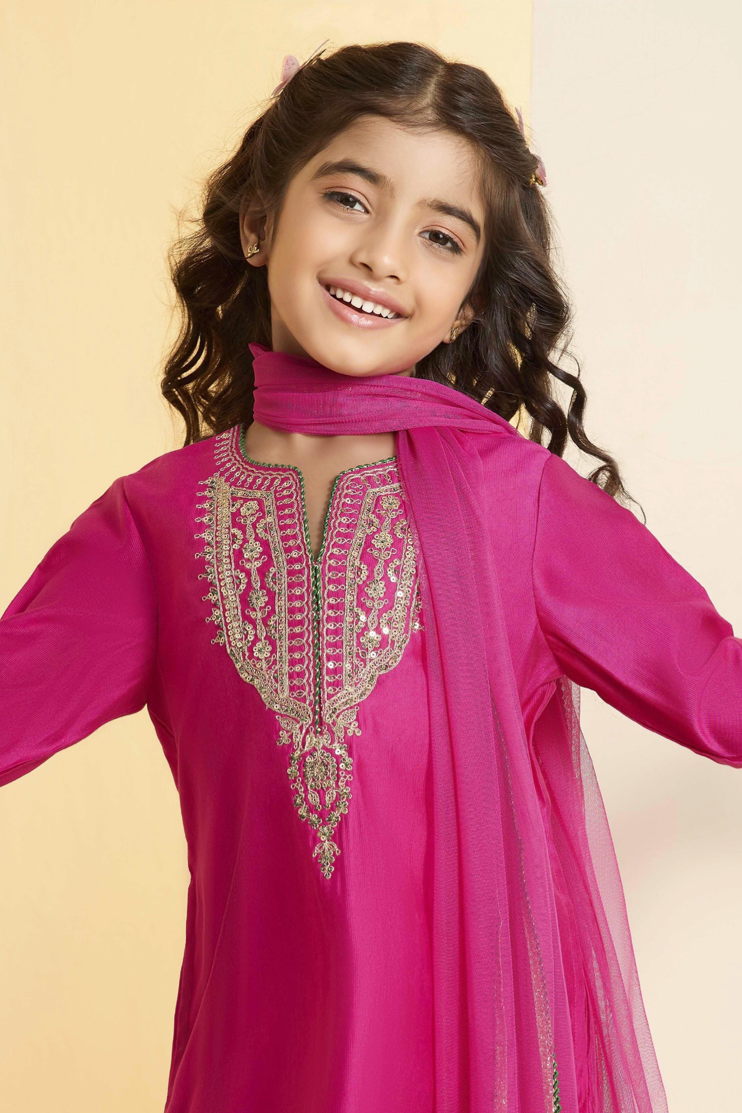 Pink Yoke Design A-Line Kurta Set image number 1