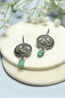 Green Oxidised Stone Studded Circular Danglers image number 0