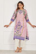 Pink Cotton Printed Straight Kurta image number 5