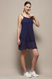 Indigo Pure Cotton Embroidered Flared Dress image number 6