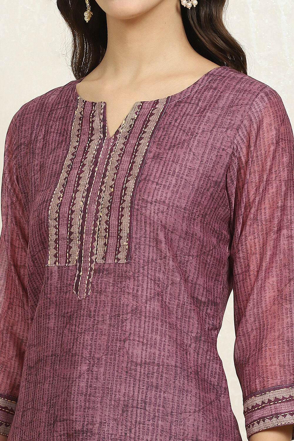 Grey Chanderi Blend Printed Unstitched Suit Set image number 2