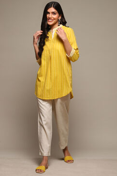 Natural Mustard Cotton Straight Yarndyed 2 Piece Set image number 0