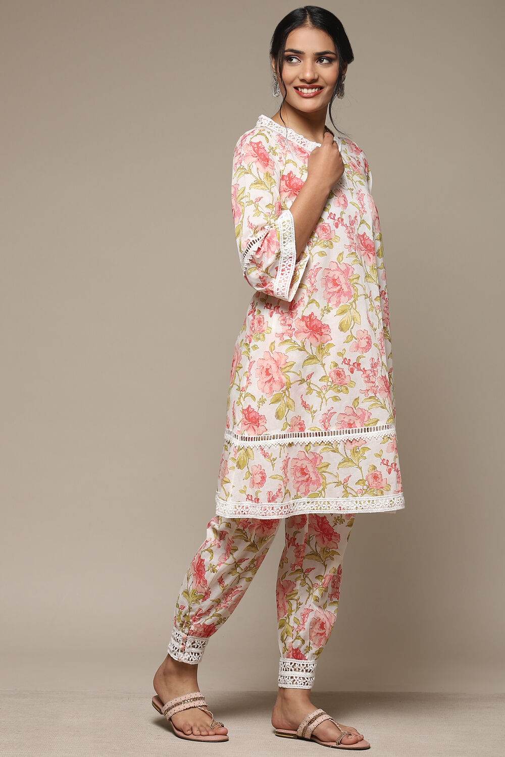 Pink Cotton Floral Straight Co-ord Set image number 5