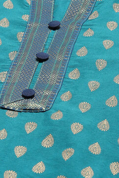 Blue Cotton Hand Embroidered Unstitched Suit Set image number 2
