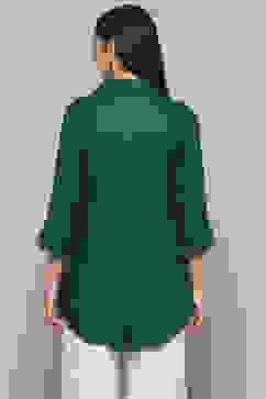 Green LIVA Straight Solid Shirt image number 3
