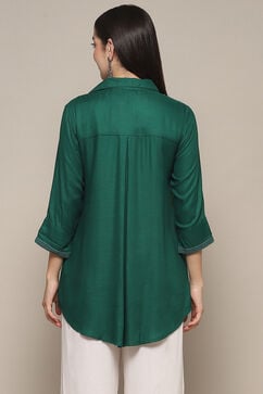 Green LIVA Straight Solid Shirt image number 3