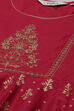 Wine Cotton Flared Printed Kurta image number 1