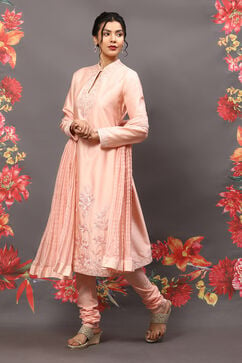 Rohit Bal Peach Cotton Blend Straight Kurta Suit Set image number 5