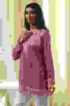 Pink Printed Straight Short Kurta image number 2