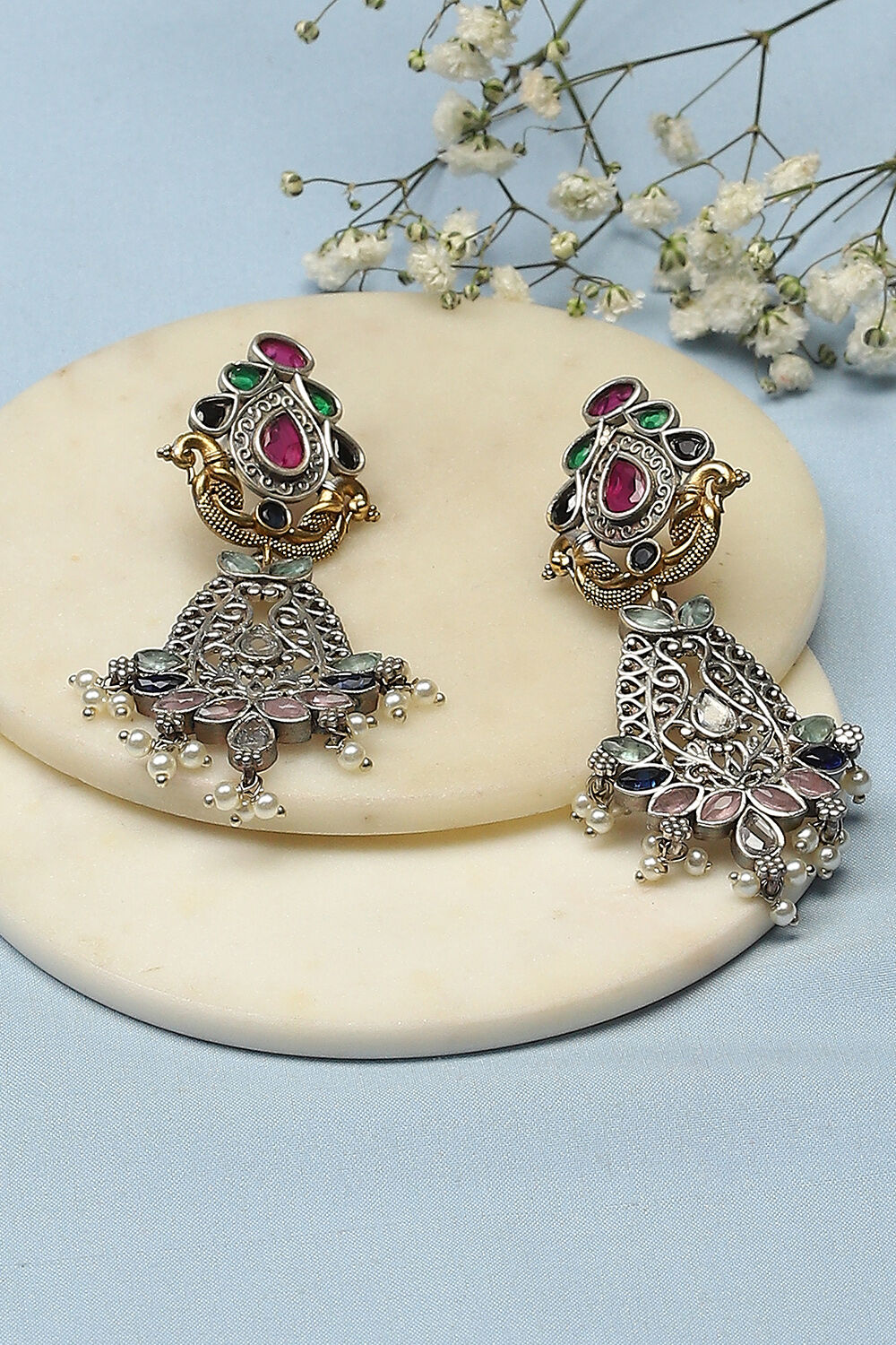 Multicolor Brass Earrings at Biba India