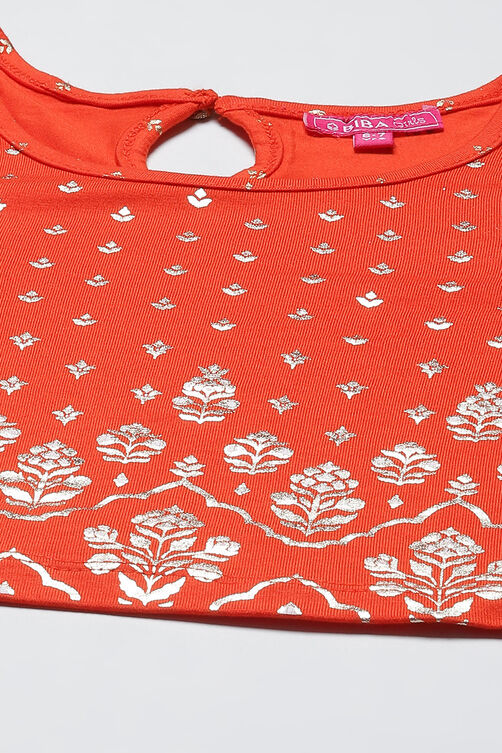 Orange Viscose Blend Lehenga Set image number 1