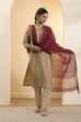 Maroon Cotton Zari Dupatta image number 0