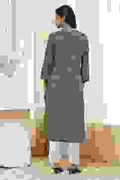 Black Cotton Printed Straight Kurta image number 3