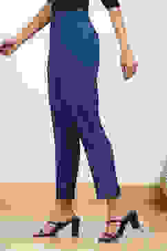 Electric Blue Solid Tapered Relaxed Fit Pants image number 2