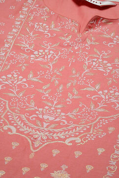 Light Coral Cotton Straight Kurta Pant Suit Set image number 5