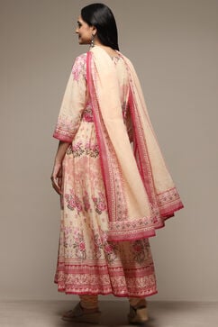 Pink Cotton Anarkali Kurta Churidar Suit Set image number 2