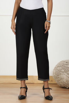 Black Art Silk Pants image number 4
