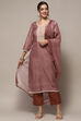 Dusky Pink Chanderi Blend Unstitched Suit set image number 8