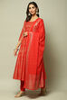 Teal Cotton Anarkali Kurta Churidar Suit Set image number 1