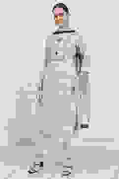 Off White Linen Blend Printed Unstitched Suit Set image number 4