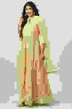 Yellow Flared Kurta Lehenga Suit Set image number 5