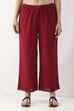 Maroon Cotton Straight Palazzo image number 4