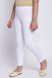 White Cotton Lycra Solid Leggings image number 0