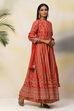 Terracotta Cotton Silk Anarkali Kurta Sharara Suit Set image number 6