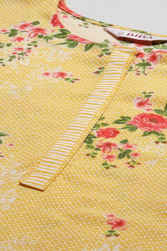 Yellow Viscose A-Line Kurta Pants Suit Set image number 1