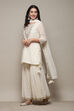 Off White Poly Cotton Straight Kurta Garara Suit Set image number 4