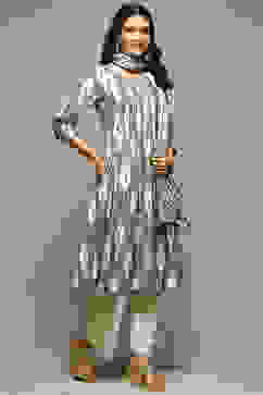 Green Cotton Blend Straight Yarndyed 2 Piece Set image number 5