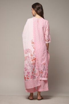 Pink Cotton Straight Kurta Palazzo Suit Set image number 2