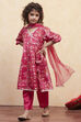 Coral Pink Polyester Flared Suit Set