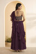 Wine Nylon Gathered Saree image number 4