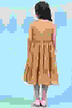 Yellow Cotton Tiered Printed Kurta image number 4