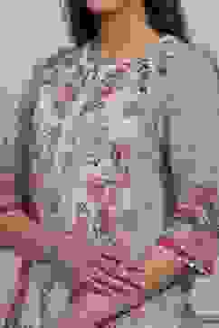 Blue Cotton Printed Straight Short Kurta image number 1